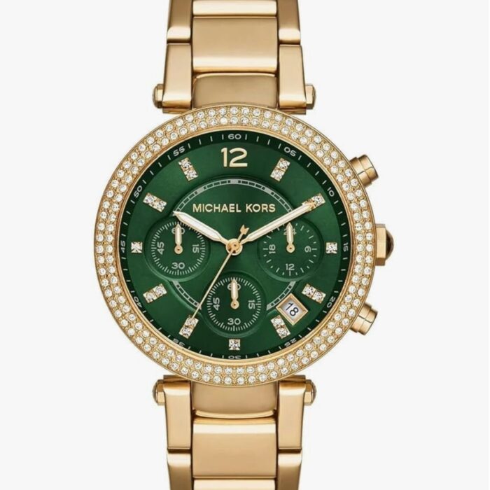 Michael Kors Women Analogue Gold Band Parker Green Dial Steel Watch MK6263