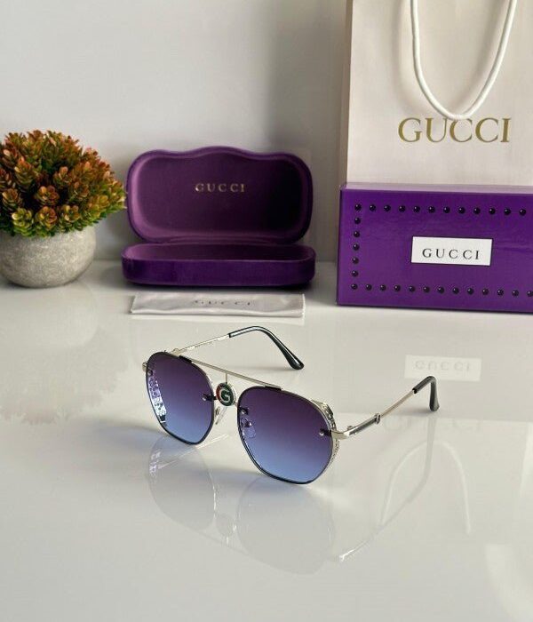 Branded Sunglasses Side Cap Silver Blue