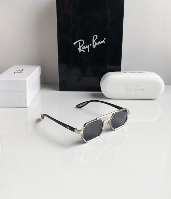 Branded Rb Silver Black Sunglasses Bt (With Original Kit)