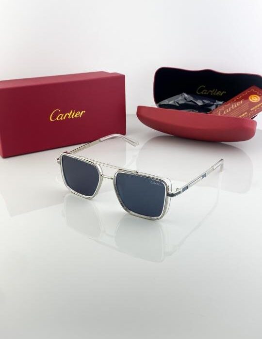 Cartier Silver Black 210 Sunglasses