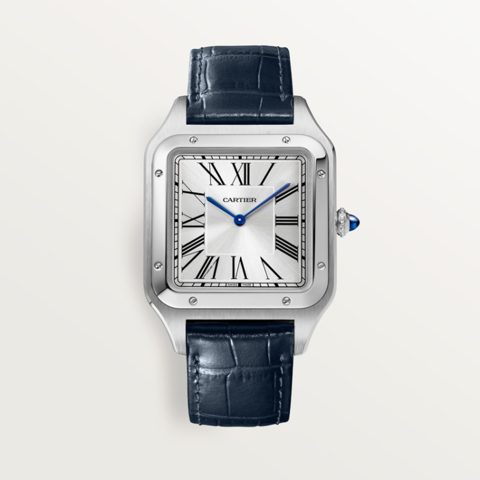CARTIER SANTOS DUMONT SILVER BLUE ROMAN DIAL