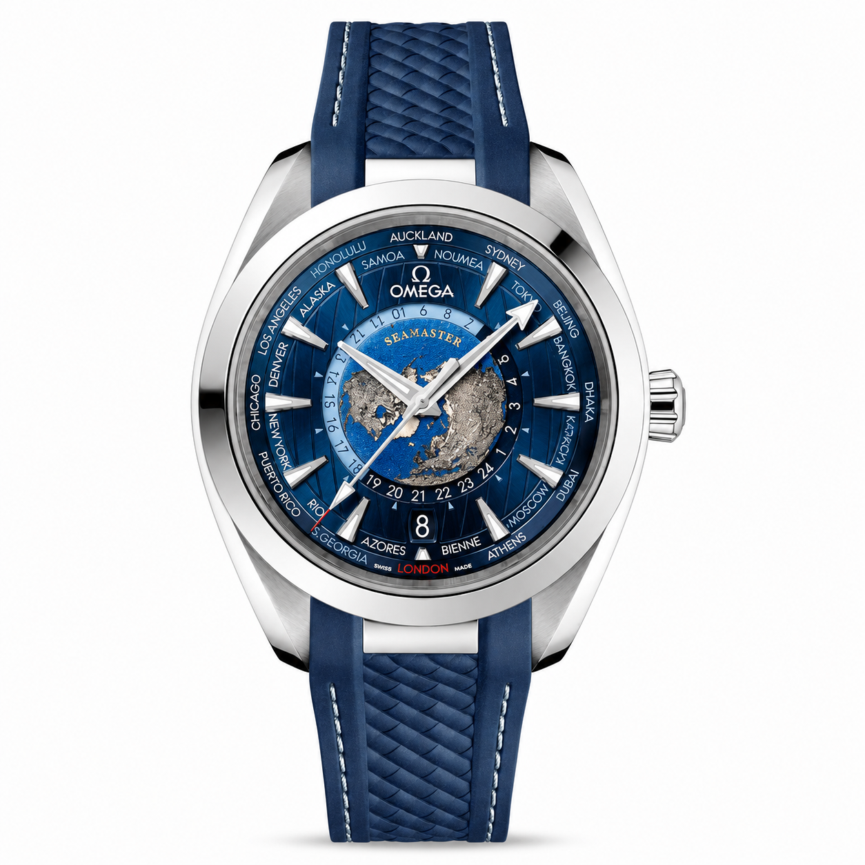 Omega Seamaster Aqua Terra Worldtimer – Blue Dial & Rubber Strap
