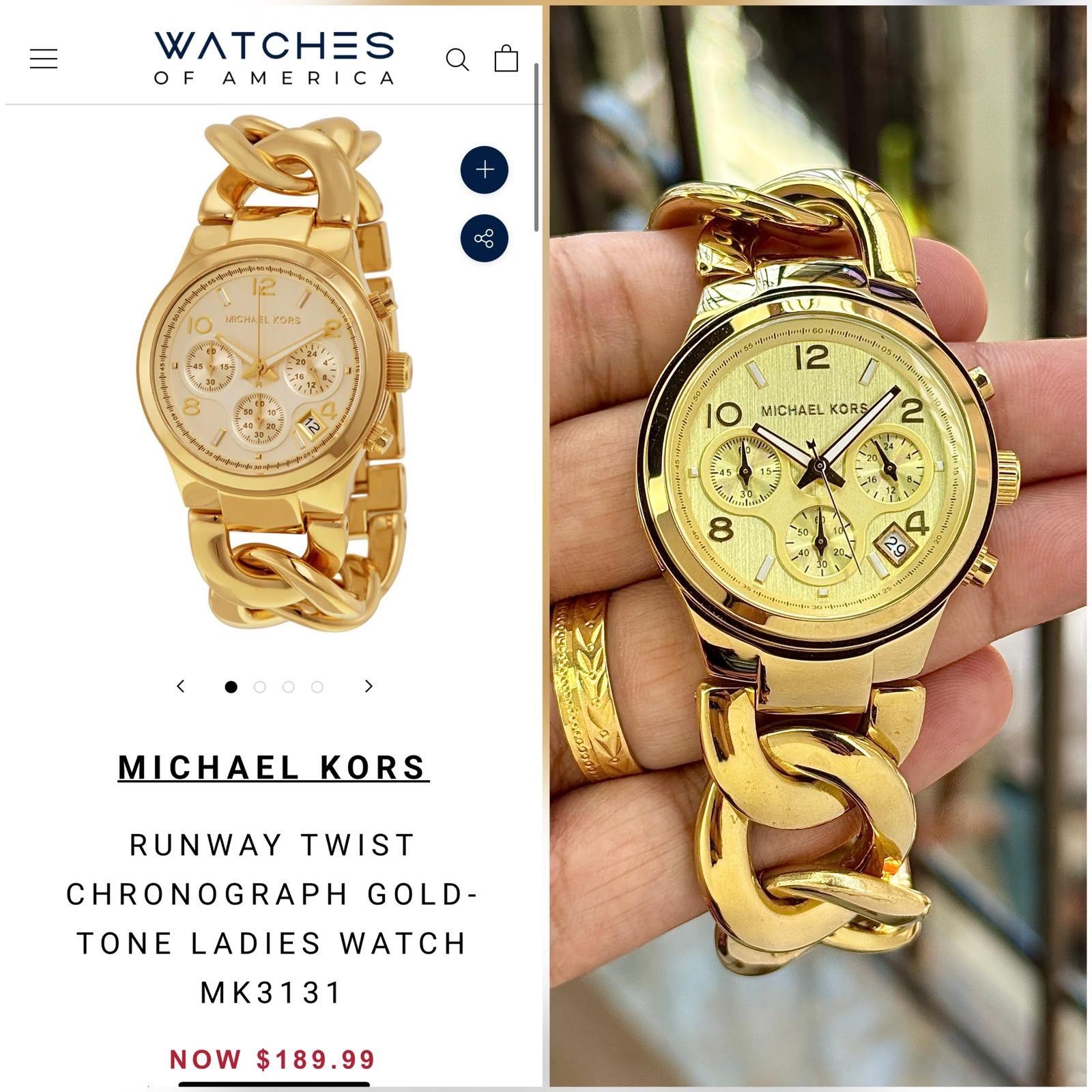 MICHAEL KORS RUNWAY TWIST CHRONOGRAPH GOLD-TONE LADIES WATCH
