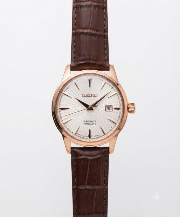 Seiko Presage Automatic Leather copper White Dial